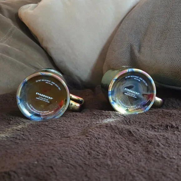 Starbucks 2023 Gift Set mugs - oil slick holographic - NWOT - DISCONTINUED RARE! - Picture 3 of 4
